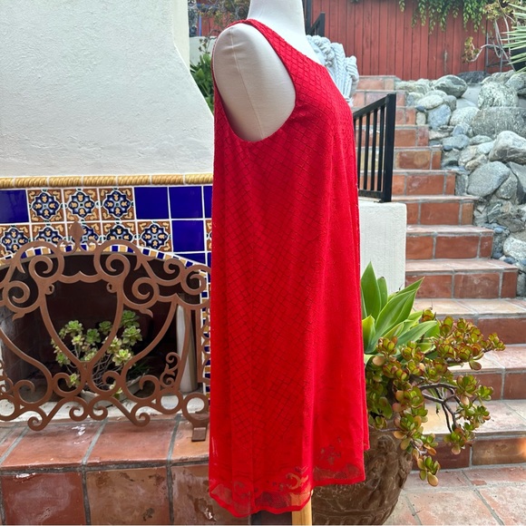 Max Studio Flowy Lace Sleeveless Sheath Lined Red Dress Size Large - Picture 5 of 10